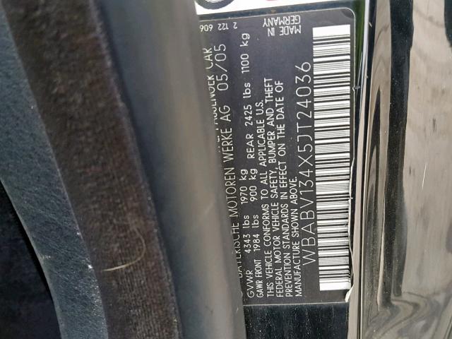 WBABV134X5JT24036 - 2005 BMW 325 CI SUL BLACK photo 10