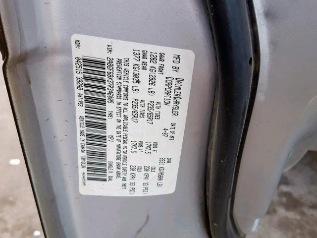 2A8GF68X37R346005 - 2007 CHRYSLER PACIFICA T BLACK photo 10