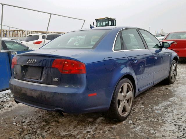 WAUDH78E98A091503 - 2008 AUDI A4 3.2 QUA BLUE photo 4