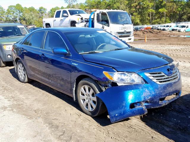 4T1BB46K18U056712 - 2008 TOYOTA CAMRY HYBR BLUE photo 1