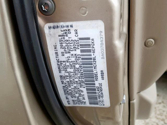 4T1BF28B6YU021783 - 2000 TOYOTA AVALON XL BROWN photo 10