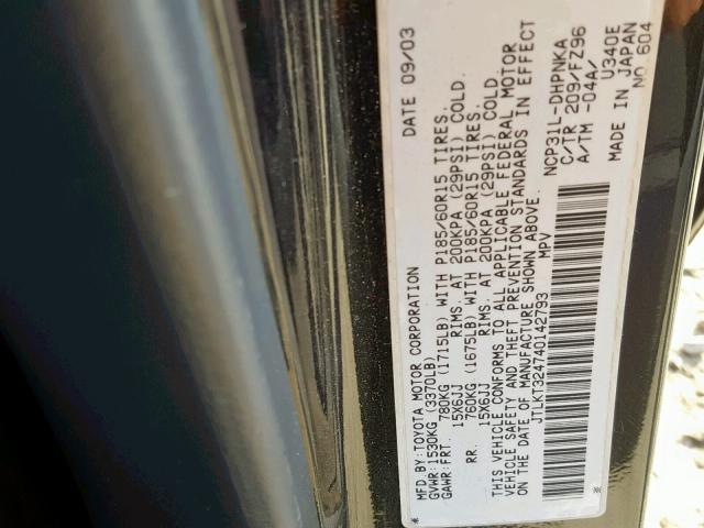 JTLKT324740142793 - 2004 TOYOTA SCION XB Қара фото 10