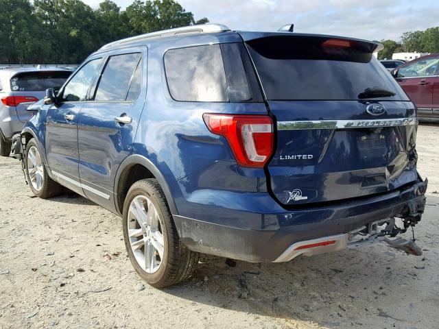 1FM5K8F84GGA83215 - 2016 FORD EXPLORER L BLUE photo 3