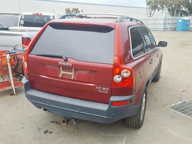 YV1CZ91H341077662 - 2004 VOLVO XC90 T6 MAROON photo 4