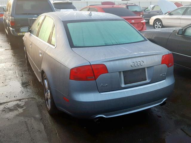 WAUEF78E87A106694 - 2007 AUDI A4 S-LINE GRAY photo 3