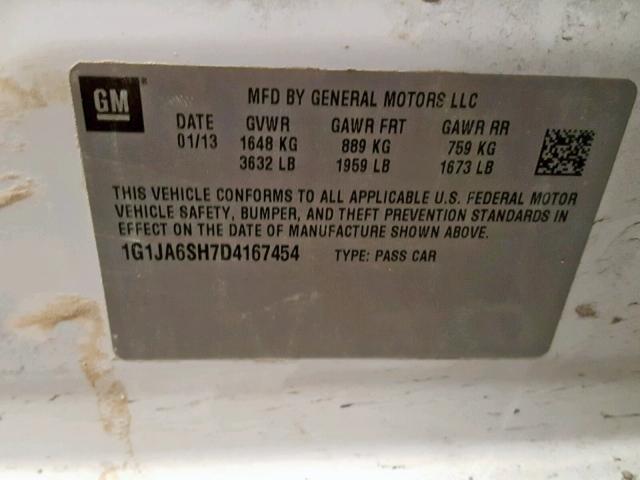 1G1JA6SH7D4167454 - 2013 CHEVROLET SONIC LS 白色 照片 10