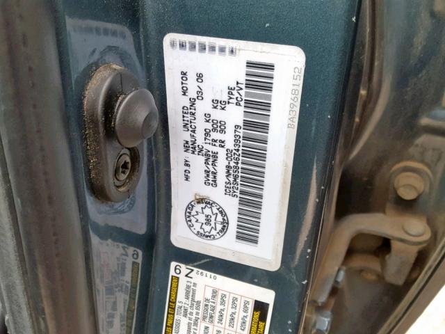 5Y2SM65846Z439379 - 2006 PONTIAC VIBE BLUE photo 10