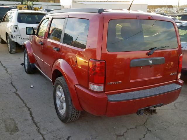 1D8GU28K87W664284 - 2007 DODGE NITRO SXT RED photo 3