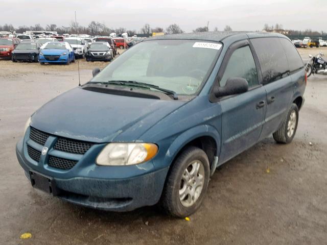 1B4GP25312B739522 - 2002 DODGE CARAVAN SE GREEN photo 2