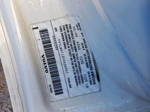 YV1LW61J3Y2634967 - 2000 VOLVO V70 BASE WHITE photo 10