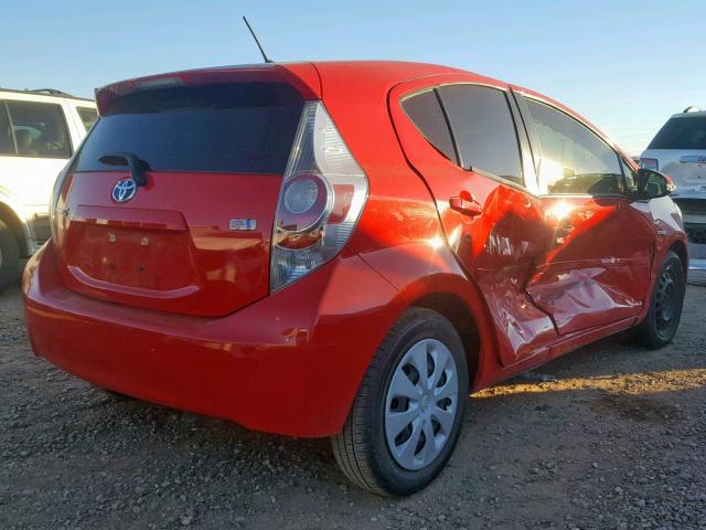 JTDKDTB34D1042967 - 2013 TOYOTA PRIUS C RED photo 4