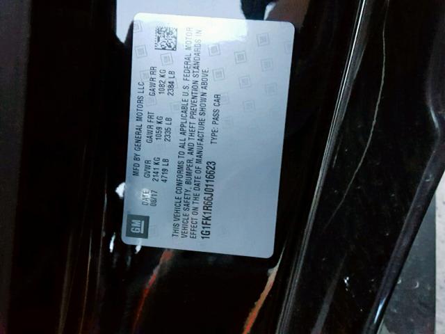 1G1FK1R66J0116623 - 2018 CHEVROLET CAMARO ZL1 黑色 照片 10