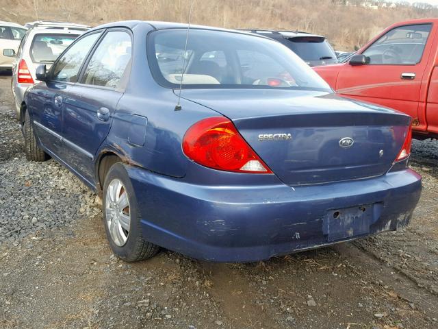 KNAFB121535254713 - 2003 KIA SPECTRA BA BLUE photo 3