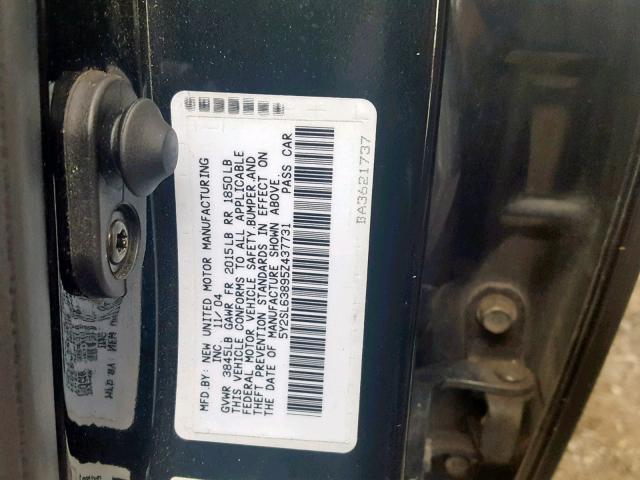 5Y2SL63895Z437731 - 2005 PONTIAC VIBE BLACK photo 10