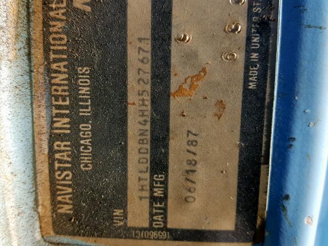 1HTLDDBN4HH527671 - 1987 INTERNATIONAL S-SERIES 1 蓝色 照片 10