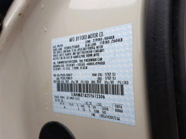 1LNHM87A25Y612306 - 2005 LINCOLN LS SILVER photo 10
