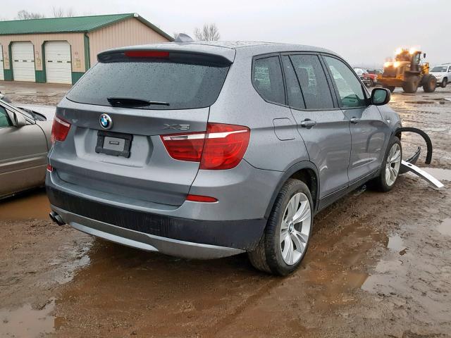 5UXWX7C59E0E78433 - 2014 BMW X3 XDRIVE3 GRAY photo 4