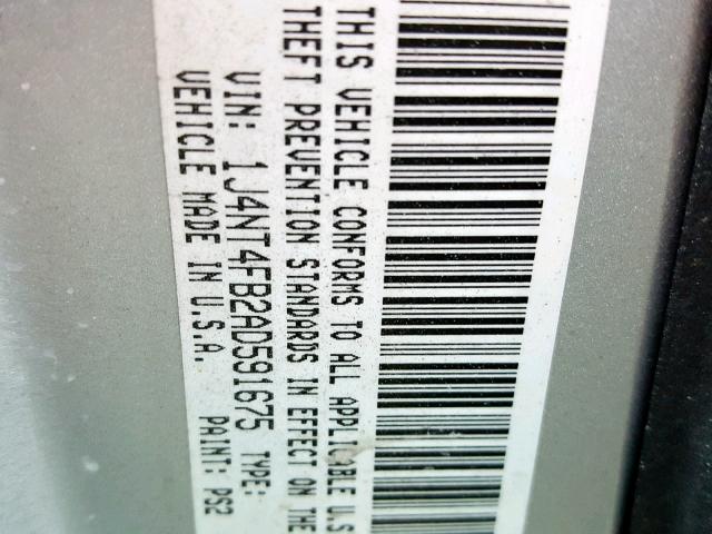 1J4NT4FB2AD591675 - 2010 JEEP COMPASS SP 银色 照片 10