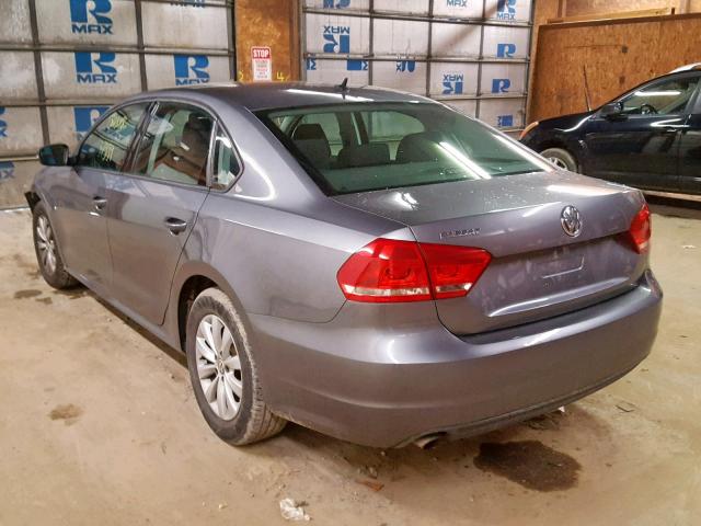 1VWAP7A37DC072414 - 2013 VOLKSWAGEN PASSAT S GRAY photo 3