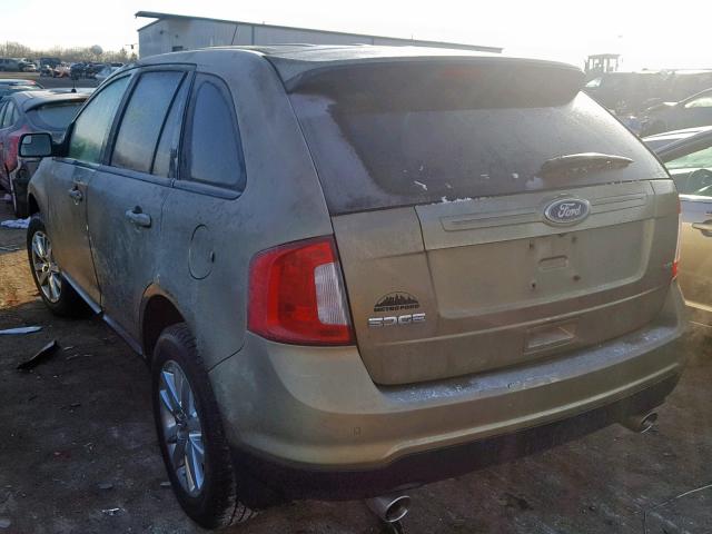 2FMDK3JC9DBC69975 - 2013 FORD EDGE SEL GREEN photo 3