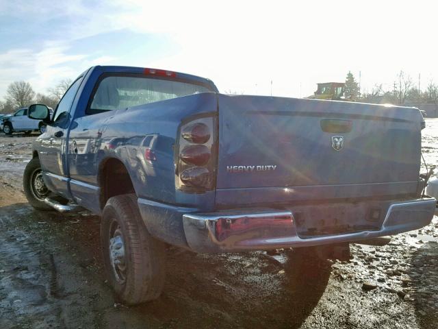 3D7KR26D75G831296 - 2005 DODGE RAM 2500 S BLUE photo 3