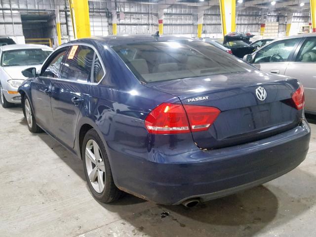 1VWBH7A39CC021366 - 2012 VOLKSWAGEN PASSAT SE BLUE photo 3