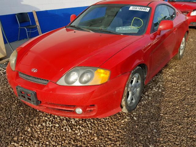 KMHHM65D24U152510 - 2004 HYUNDAI TIBURON RED photo 2