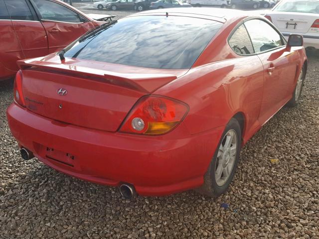 KMHHM65D24U152510 - 2004 HYUNDAI TIBURON RED photo 4