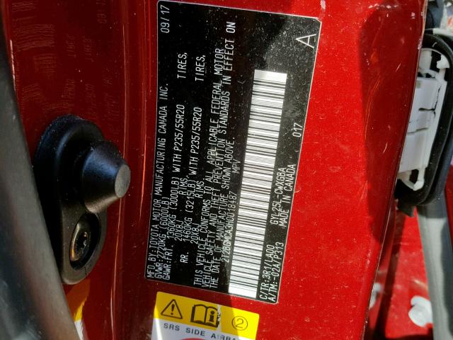 2T2BGMCA3HC018487 - 2017 LEXUS RX 450H RED photo 10