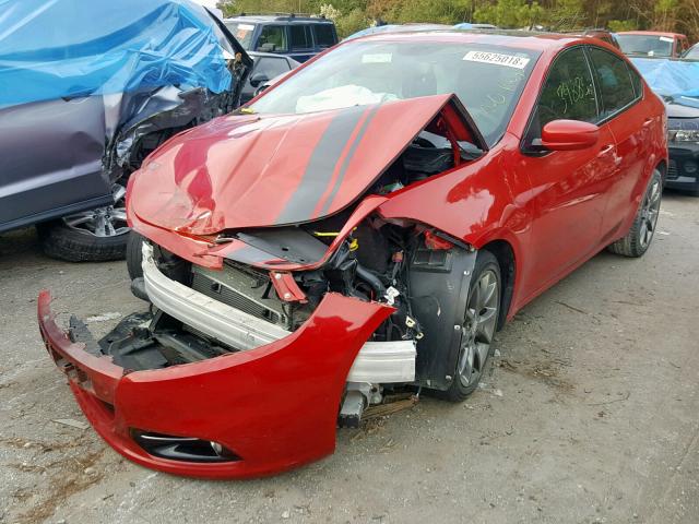 1C3CDFBB1ED740437 - 2014 DODGE DART SXT RED photo 2