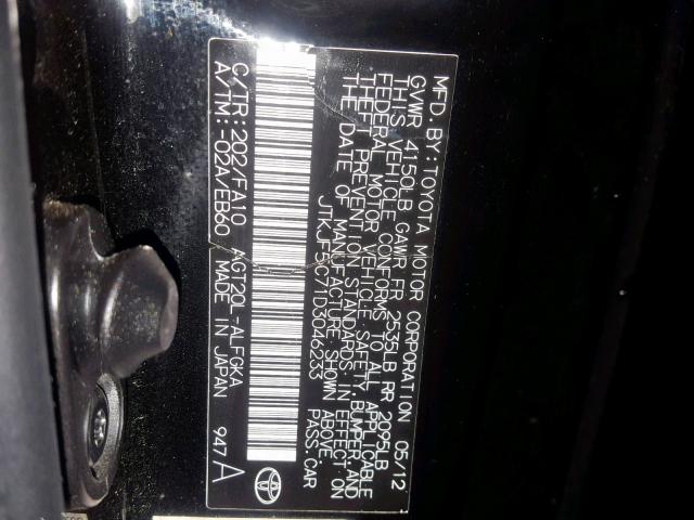 JTKJF5C71D3046233 - 2013 TOYOTA SCION TC შავი ფოტო 10