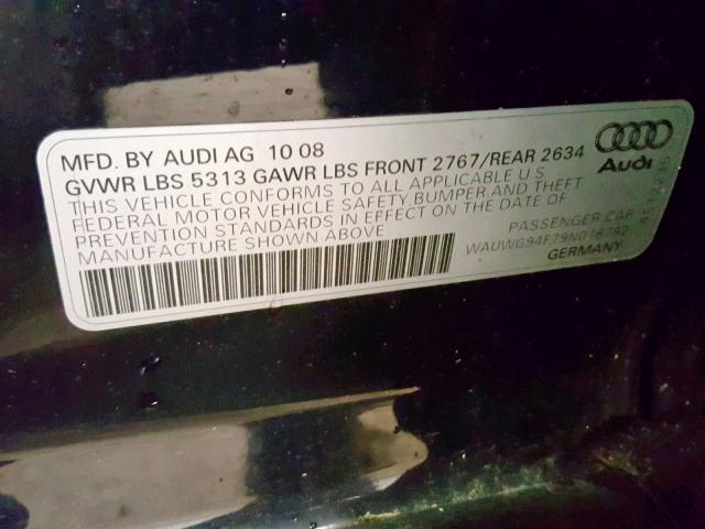 WAUWG94F79N018792 - 2009 AUDI A6 PRESTIG ლურჯი ფოტო 10