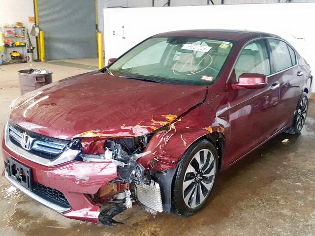 1HGCR6F55FA000699 - 2015 HONDA ACCORD HYB RED photo 2