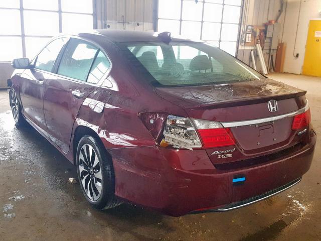 1HGCR6F55FA000699 - 2015 HONDA ACCORD HYB RED photo 3