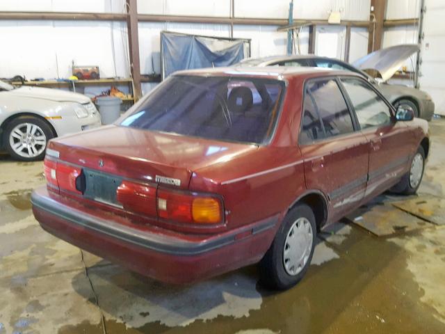 JM1BG2233N0405977 - 1992 MAZDA PROTEGE LX RED photo 4