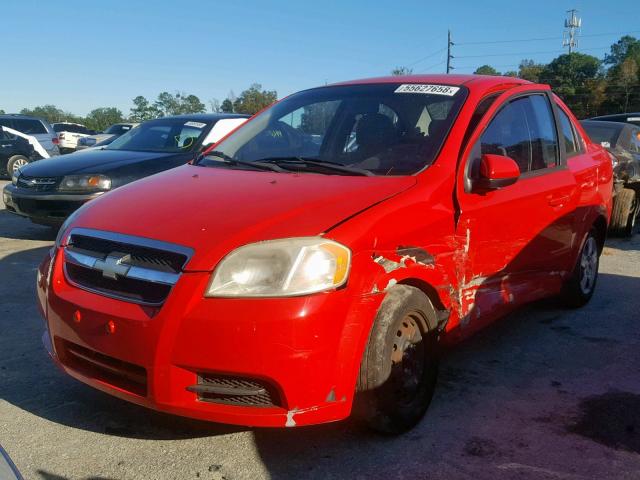 KL1TD56E39B640195 - 2009 CHEVROLET AVEO LS RED photo 2
