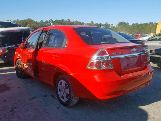 KL1TD56E39B640195 - 2009 CHEVROLET AVEO LS RED photo 3