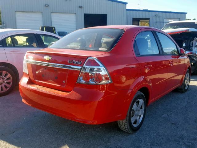 KL1TD56E39B640195 - 2009 CHEVROLET AVEO LS RED photo 4