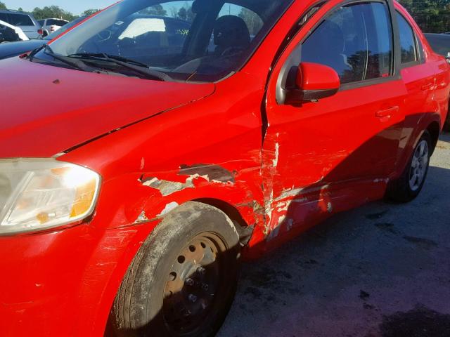 KL1TD56E39B640195 - 2009 CHEVROLET AVEO LS RED photo 9