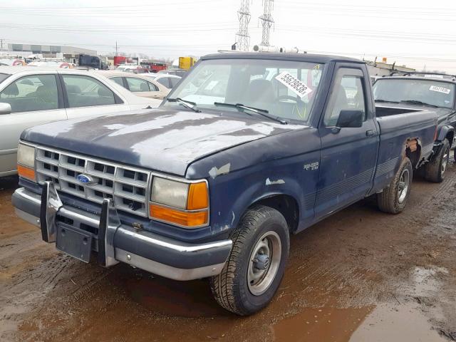 1FTCR10U5MTA11222 - 1991 FORD RANGER BLUE photo 2