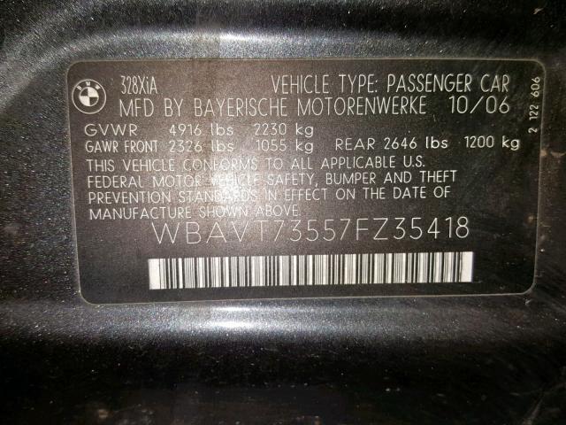 WBAVT73557FZ35418 - 2007 BMW 328 XIT GRAY photo 10
