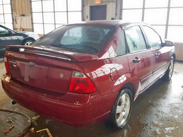 1FAHP34N57W286334 - 2007 FORD FOCUS ZX4 RED photo 4