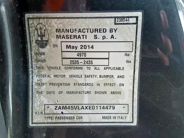 ZAM45VLAXE0114479 - 2014 MASERATI GRANTURISM GRAY photo 10