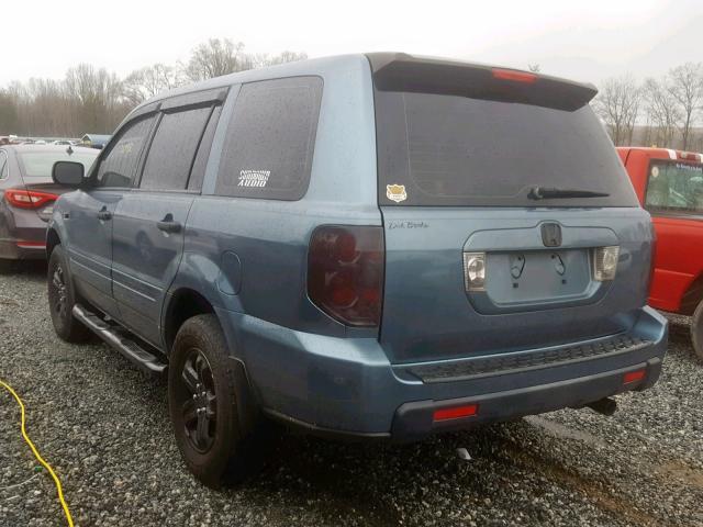 5FNYF28106B023069 - 2006 HONDA PILOT LX BLUE photo 3