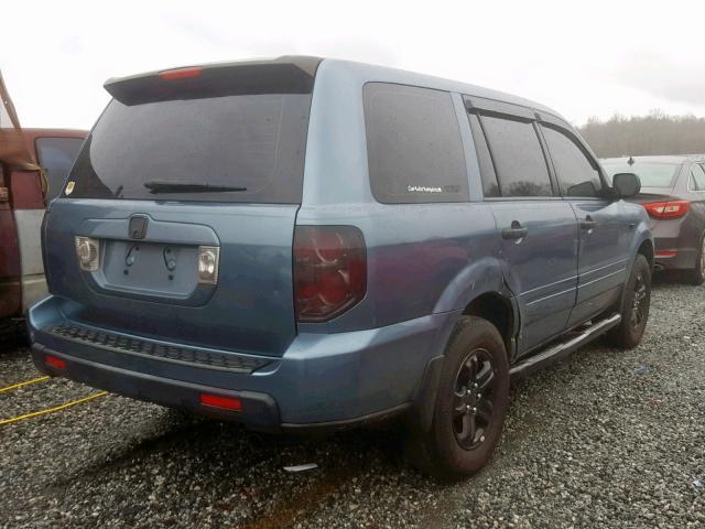 5FNYF28106B023069 - 2006 HONDA PILOT LX BLUE photo 4