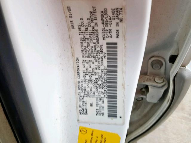 JTJGF10U520132127 - 2002 LEXUS RX 300 WHITE photo 10