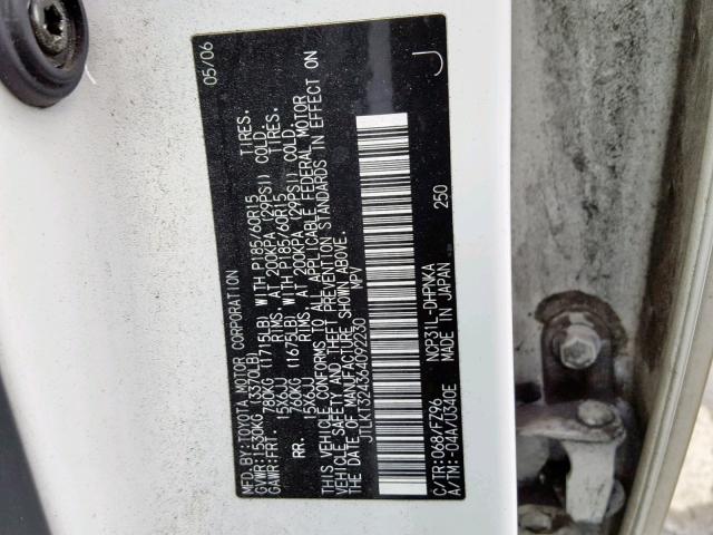 JTLKT324364092230 - 2006 TOYOTA SCION XB Ağ foto 10