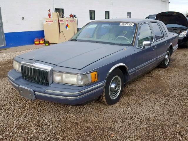 1LNCM81W5MY647211 - 1991 LINCOLN TOWN CAR E BLUE photo 2