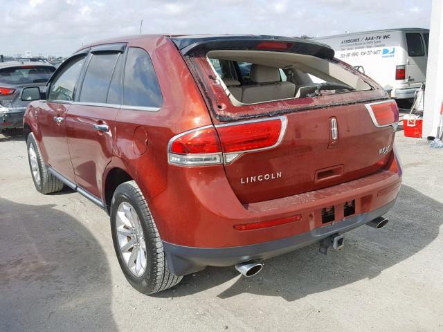 2LMDJ6JK4FBL33410 - 2015 LINCOLN MKX BURGUNDY photo 3