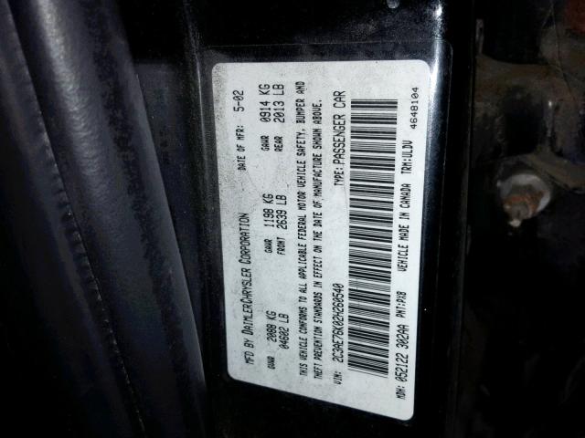 2C3AE76K02H260540 - 2002 CHRYSLER 300M SPECI BLACK photo 10